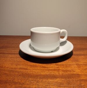 Delco Ceramicor White Porcelain Expresso Mug and Saucer Set